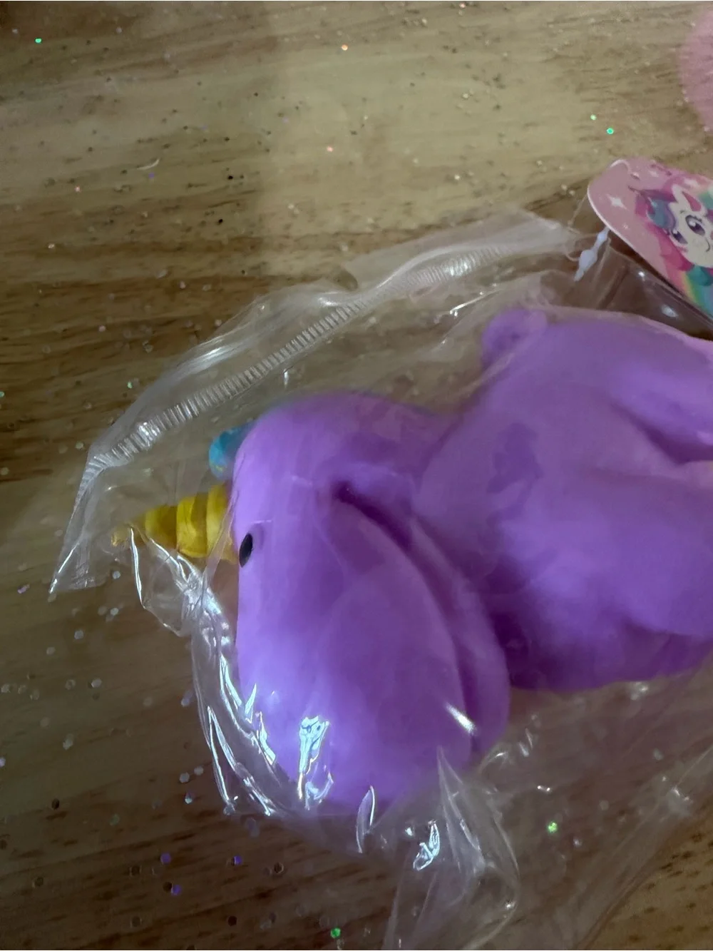 Purple Unicorn Squishy Toy with Yellow Horn - Kids Plush Stress Reliever